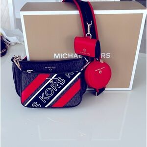 Jet Set Logo Crossbody Bag with Case for Apple Airpods Pro 4 in 1